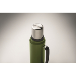 Thermos en inox recyclé avec un verre et poignée latérale 1L couleur vert foncé troisième vue photographique