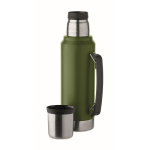 Thermos en inox recyclé avec un verre et poignée latérale 1L couleur vert foncé cinquième vue