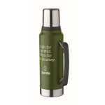 Thermos en inox recyclé avec un verre et poignée latérale 1L couleur vert foncé vue principale
