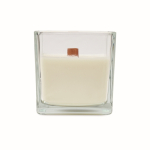 Grande bougie parfum vanille dans un pot en verre avec une mèche couleur transparent quatrième vue