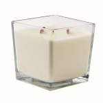 Grande bougie parfum vanille avec 2 mèches en bois couleur transparent