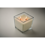 Grande bougie parfum vanille avec 2 mèches en bois couleur transparent deuxième vue photographique