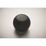 Enceinte ronde avec finition en bambou noir sur le dessus couleur noir troisième vue photographique
