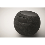 Enceinte ronde avec finition en bambou noir sur le dessus couleur noir quatrième vue photographique