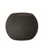 Enceinte ronde avec finition en bambou noir sur le dessus couleur noir vue avec zone d'impression