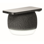 Petit enceinte sans fil en RPET avec détail en bambou noir couleur noir deuxième vue