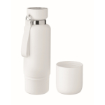 Bouteille isotherme avec anse et verre intégré 500ml couleur blanc deuxième vue