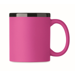 Tasse en céramique avec revêtement coloré doux au toucher, 300 ml couleur fuchsia deuxième vue