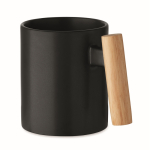 Tasse céramique avec anse droite originale en bois 320ml couleur noir