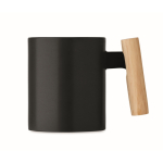 Tasse céramique avec anse droite originale en bois 320ml couleur noir quatrième vue