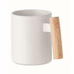 Tasse céramique avec anse droite originale en bois 320ml couleur blanc