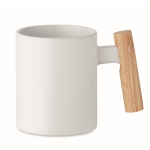 Tasse céramique avec anse droite originale en bois 320ml couleur blanc deuxième vue