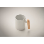 Tasse céramique avec anse droite originale en bois 320ml couleur blanc troisième vue photographique