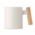 Tasse céramique avec anse droite originale en bois 320ml couleur blanc quatrième vue