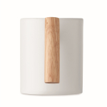 Tasse céramique avec anse droite originale en bois 320ml couleur blanc sixième vue