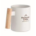 Tasse céramique avec anse droite originale en bois 320ml couleur blanc vue principale