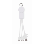 Porte-clés avec plusieurs câbles de recharge et différentes sorties couleur blanc deuxième vue