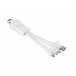 Porte-clés avec plusieurs câbles de recharge et différentes sorties couleur blanc quatrième vue