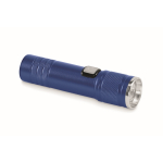Lampe de poche en aluminium recyclé avec 3 réglages lumière et zoom couleur bleu