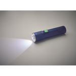 Lampe de poche en aluminium recyclé avec 3 réglages lumière et zoom couleur bleu sixième vue photographique