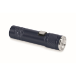 Lampe de poche en aluminium recyclé avec 3 réglages lumière et zoom couleur bleu marine