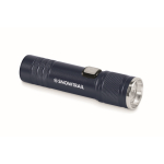 Lampe de poche en aluminium recyclé avec 3 réglages lumière et zoom couleur bleu marine vue principale