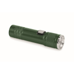 Lampe de poche en aluminium recyclé avec 3 réglages lumière et zoom couleur vert foncé