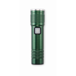 Lampe de poche en aluminium recyclé avec 3 réglages lumière et zoom couleur vert foncé deuxième vue