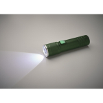 Lampe de poche en aluminium recyclé avec 3 réglages lumière et zoom couleur vert foncé sixième vue photographique