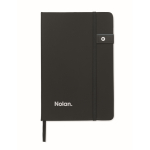 Carnet A5 noir à couverture rigide avec clé USB incluse pages lignées couleur noir