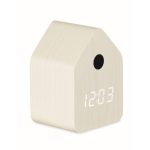 Petite horloge de bureau en forme de nichoir avec alarme couleur blanc