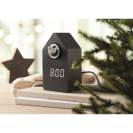 Réveil en forme de nichoir avec un écran LED blanc couleur noir deuxième vue d'ambiance
