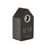 Réveil en forme de nichoir avec un écran LED blanc couleur noir vue avec zone d'impression