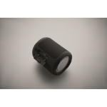 Petite enceinte sans fil en tissu RPET avec 3 heures d'autonomie couleur noir quatrième vue photographique