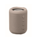 Petite enceinte sans fil en tissu RPET avec 3 heures d'autonomie couleur gris vue avec zone d'impression