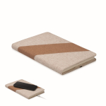 Carnet avec détails en liège et coton et chargeur sans fil A5 couleur beige