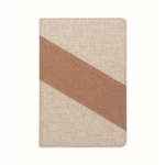 Carnet avec détails en liège et coton et chargeur sans fil A5 couleur beige sixième vue