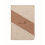Carnet avec détails en liège et coton et chargeur sans fil A5 couleur beige vue principale