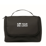 Trousse de toilette à compartiment avec crochet pour suspendre couleur noir vue avec zone d'impression
