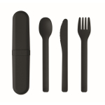 Set de 3 couverts réutilisables et et écologiques avec étui assorti couleur noir