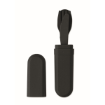 Set de 3 couverts réutilisables et et écologiques avec étui assorti couleur noir deuxième vue