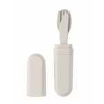 Set de 3 couverts réutilisables et et écologiques avec étui assorti couleur blanc deuxième vue