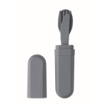 Set de 3 couverts réutilisables et et écologiques avec étui assorti couleur noir mat deuxième vue