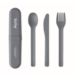 Set de 3 couverts réutilisables et et écologiques avec étui assorti couleur noir mat vue principale