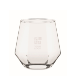 Verre court de forme géométrique spécial liqueurs 300ml couleur transparent vue avec zone d'impression