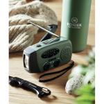 Radio portable solaire avec lampe et batterie d’urgence couleur vert foncé