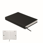Carnet A5 avec agenda perpétuel vue journalière et marque-page assorti couleur noir