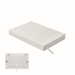 Carnet A5 avec agenda perpétuel vue journalière et marque-page assorti couleur blanc