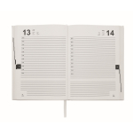 Carnet A5 avec agenda perpétuel vue journalière et marque-page assorti couleur blanc cinquième vue