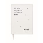 Carnet A5 avec agenda perpétuel vue journalière et marque-page assorti couleur blanc vue principale